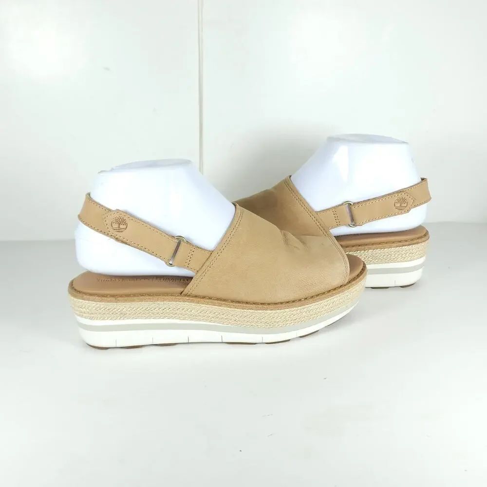 Timberland Emerson Point Women's US6 Tan Leather Wedge Slingback Sandals - Picture 9 of 16